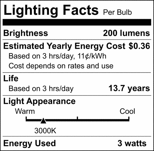 Satco S12471 LED G16.5 Globe Light Bulbs 3W 120V 3000K E12 Candelabra Base Dimmable (6 Pack)