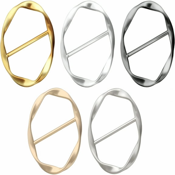 VANIDO 5PCS Shirt Clips for Women T-Shirt Tie Clips Silk Scarf Ring Clip, Clothes Corner Knotted Button, Metal Round Circle Clip Buckle Clothing Ring Wrap Holder for Women Girls
