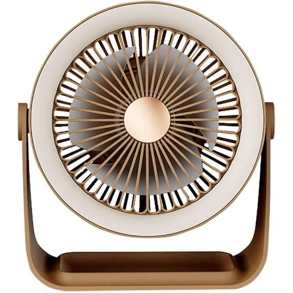 Rechargeable Small Fans with 3 Speed Settings, Ultra Quiet Desktop Fan, Powerful Airflow, 360° Rotation, Portable Fan for Bedroom Home Office Desktop Travel(Brown)