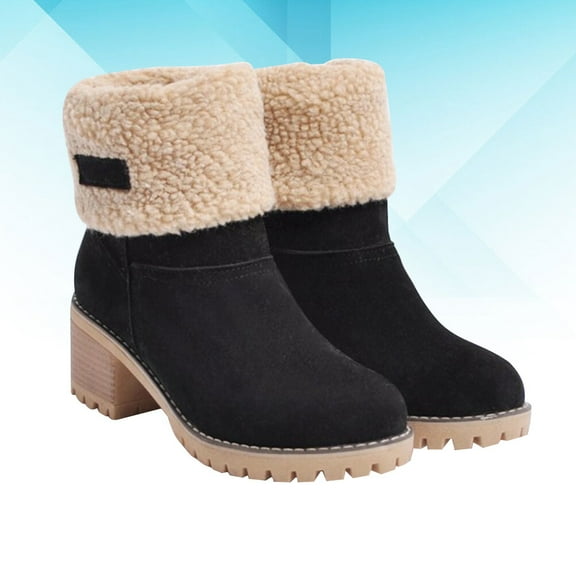 OFFIGAM Women’s Black Winter Boots, 1 Pair, Warm Cylinder Design, Anti- Sole for Snowy and Cold Weather