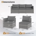 thumbnail image 3 of Gymax Set of 3 Patio Sectional Sofa Set PE Rattan Modular Couch Furniture Set w/Cushions Grey, 3 of 10