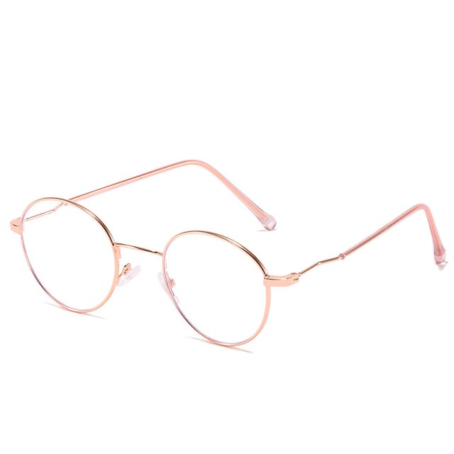 CAROOTU Metal Round Frame Blue Light Color Changing Flat Glasses Fashion Simple