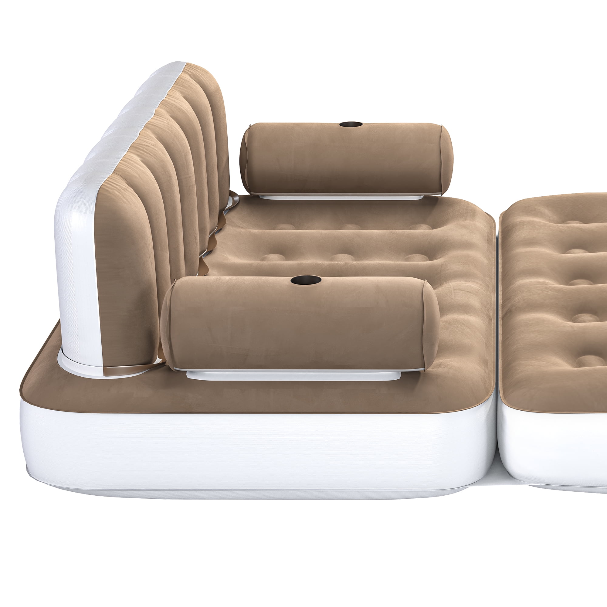 Dextrus Queen Size Inflatable Air Mattress with Built-in Pump, White Frame & Khaki Top, Includes Repair Kit & Storage Bag, Supports Inflation/Deflation