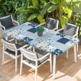 thumbnail image 2 of Blue Floral Table Cloths for 4 Foot Rectangle Tables, Spring Flowers Plants Patchwork Grid Bohemia Patio Waterproof Elastic Fitted Tablecloths, Washable Rectangular Table Cover for Camping, 2 of 8