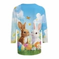 thumbnail image 5 of Inverlee Easter Day Tees for Women Cute Bunny Graphic 3/4 Sleeve Plus Size Shirts Trendy Loose Fit Round Neck Blouses, 5 of 5