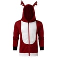 thumbnail image 1 of WREESH Men's Velvet Christmas Antlers Hooded Color Block Sweater Jacket, 1 of 5