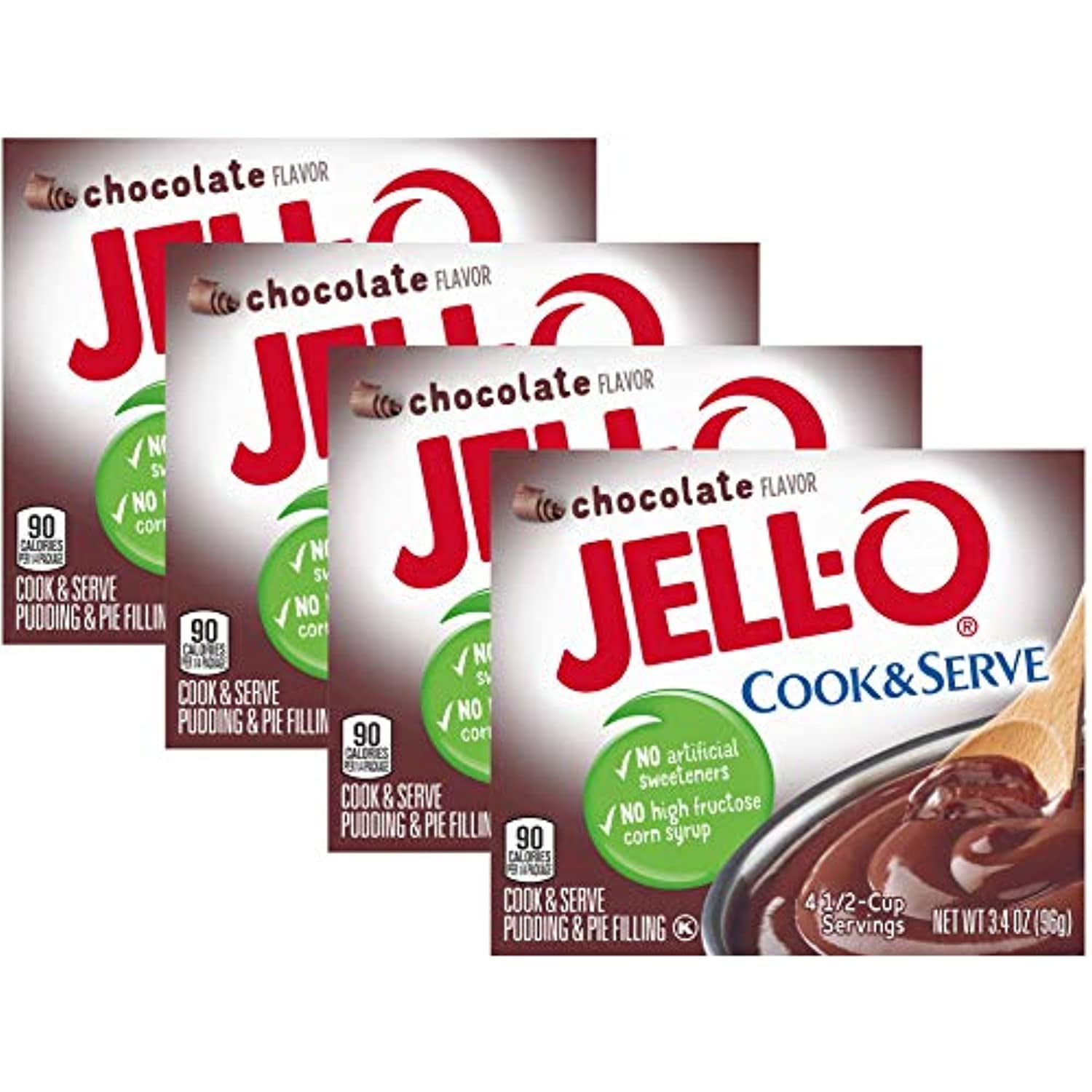 JellO Chocolate Cook & Serve Pudding & Pie Filling 3.4 Oz (96G) 4Pack