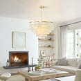 thumbnail image 4 of FINE MAKER Gold Shell Chandelier Modern Pendant Lighting 23.6in Round Crystal Chandeliers for Kitchen Island, 4 of 9
