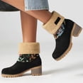 thumbnail image 6 of Women's Mid-Calf Boots Fashion Casual Floral Embroidered Winter Warm Lined Booties Comfortable On Ankle Booties, 6 of 7