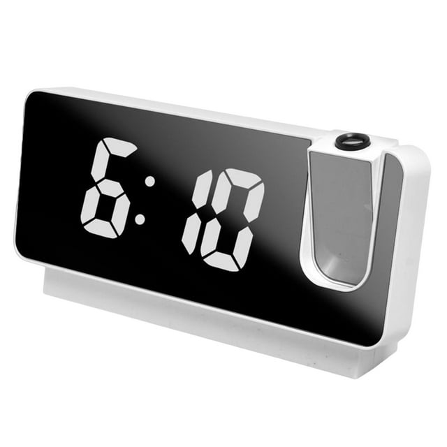 Reloj despertador con proyector y pantalla de temperatura giratoria de 180 degree. Reloj despertador electrónico. Blanco