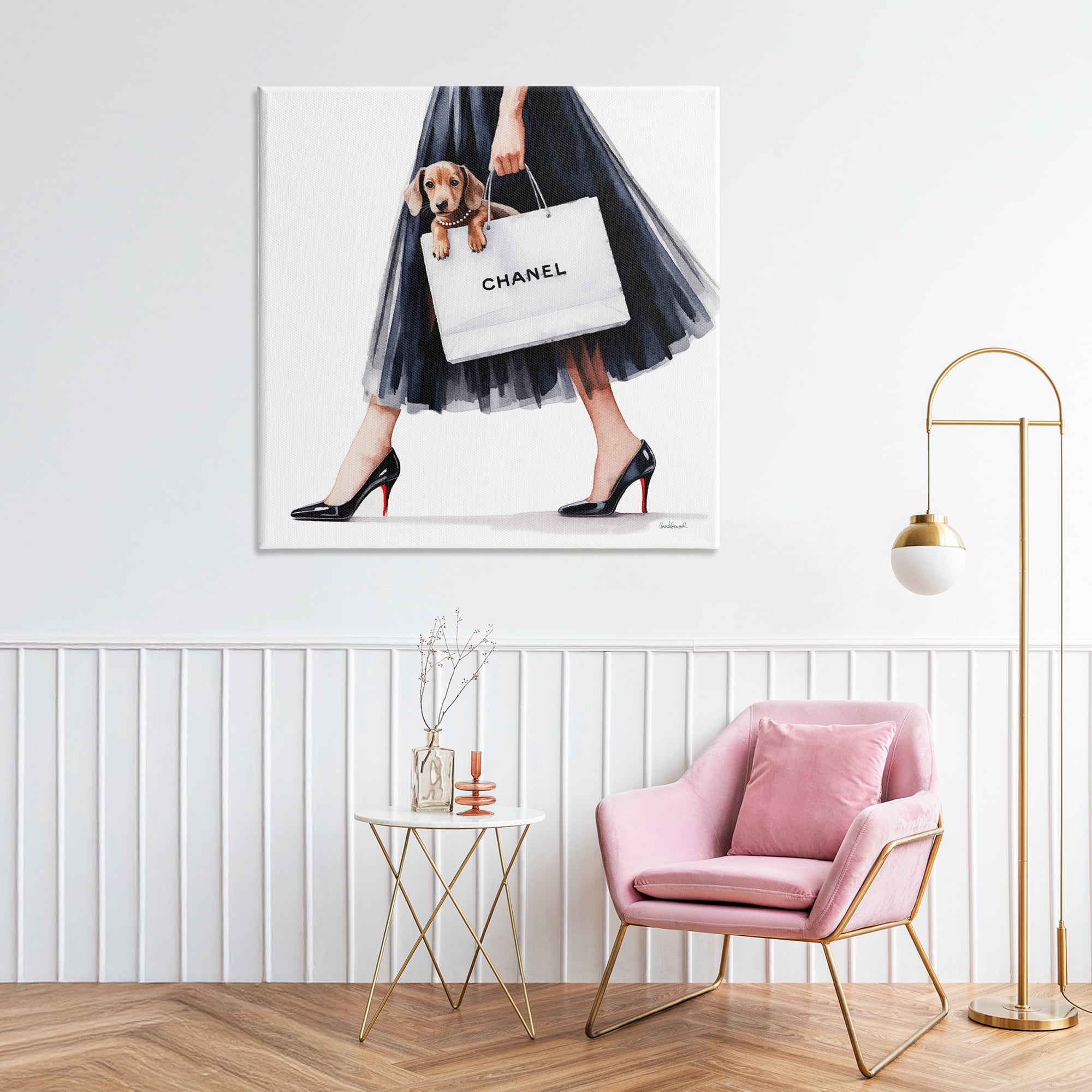 Stupell Industries Elegant Dog & Shopping Bag Canvas Wall Art, design by Amanda Greenwood