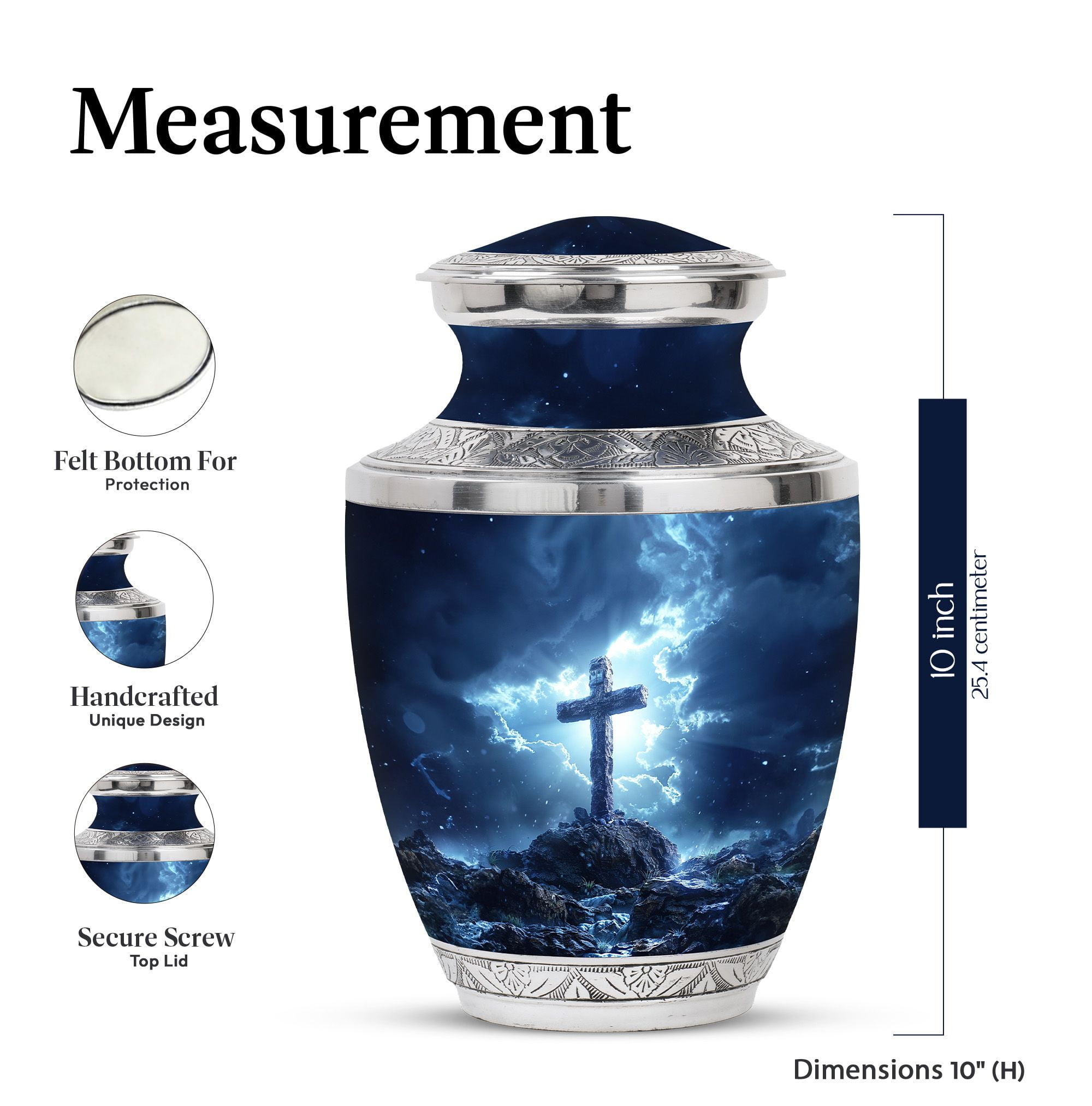 KARYLIZ Cross Urns for Ashes Adult Male - Urn for Human Ashes Adult Female - Human Urns - Funeral for Ash - Large Cremation for Mom - Cremation Funeral for Women - Urns for Ashes Adult Male 10 Inch