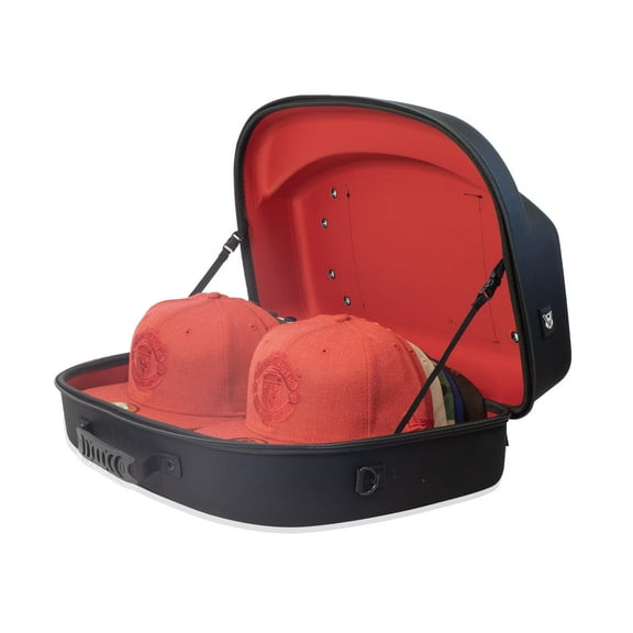 Homiegear Authentic Cap Carrier Case for 14 Caps - Water Resistant - Sturdy Shoulder Carrying Strap Bag (Black Red)