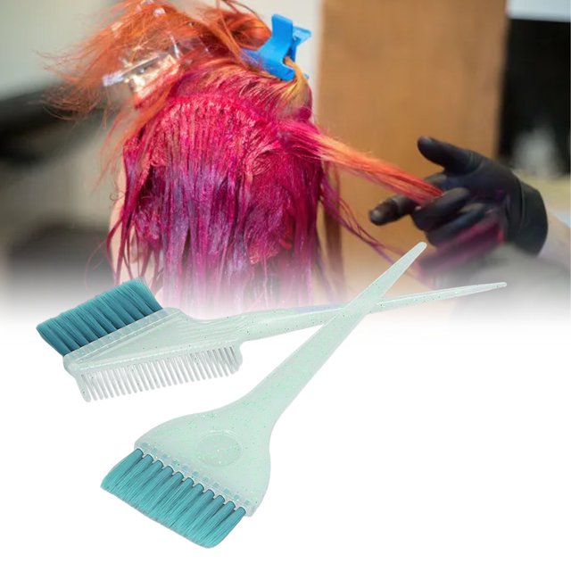 2 Piece Hair Coloring Brush, Hair Dye Tools Set with Glitter Handle, Soft Nylon Long Tail Hair Coloring Bleaching Brushes Color Tint Applicator for Home DIY Coloring & Salon Use