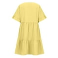 thumbnail image 4 of gljltg Women's Casual V-Neck Pullover Dress with Short Skirt, Polyester Fabric, Lightweight Breathable Spring Summer, Versatile Stylish Outfit, Easy Care Hand Washable, 4 of 8