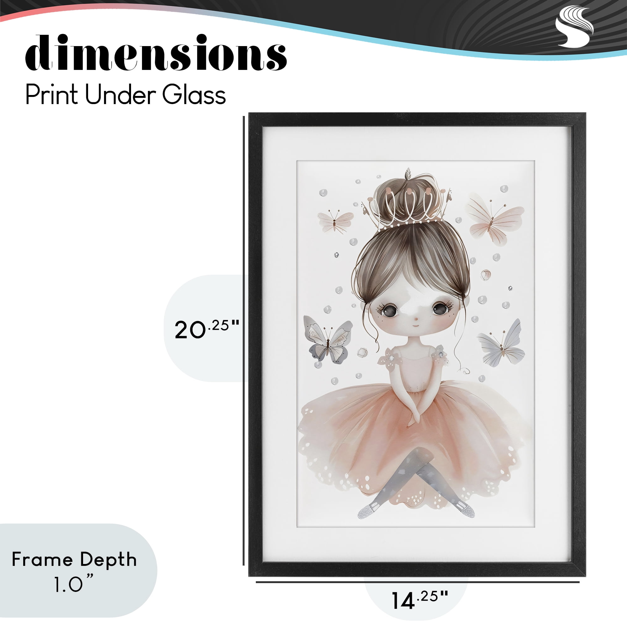 Stupell Industries Sweet Butterfly Fairytale Princess Black Framed Print Under Glass, design by Creative Studio