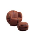 thumbnail image 2 of ACME All Star 2Pc Pack Chair & Ottoman, Basketball: Brown & Black, 2 of 2