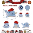 thumbnail image 2 of DolliBu Blue Narwhal Firefighter Stuffed Animal - Super Soft Narwhal Fireman Toy with Red Fireman Hat Outfit, Cute Ocean Life Animal Fire Fighter Doll Plush Toy for Kids and Adults - 12 Inch, 2 of 5