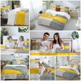 thumbnail image 5 of Gray Yellow Abstract 4 Piece Duvet Cover Set California King Size Retro Geometric Soft Bedding Set Comforter Cover, 1 Duvet Cover 1 Flat Sheets and 2 Pillowcases, 5 of 9