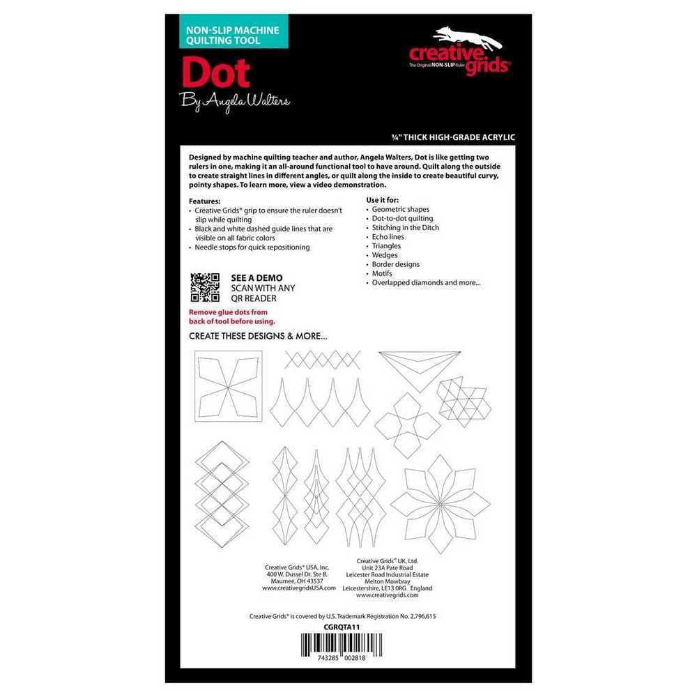 Dot Machine Quilting Template Ruler, Creative Grids