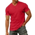 thumbnail image 2 of Mens T-Shirts Summer Solid Casual V Neck Short Sleeve Basic Tops with Pocket Office Shirts, 2 of 9