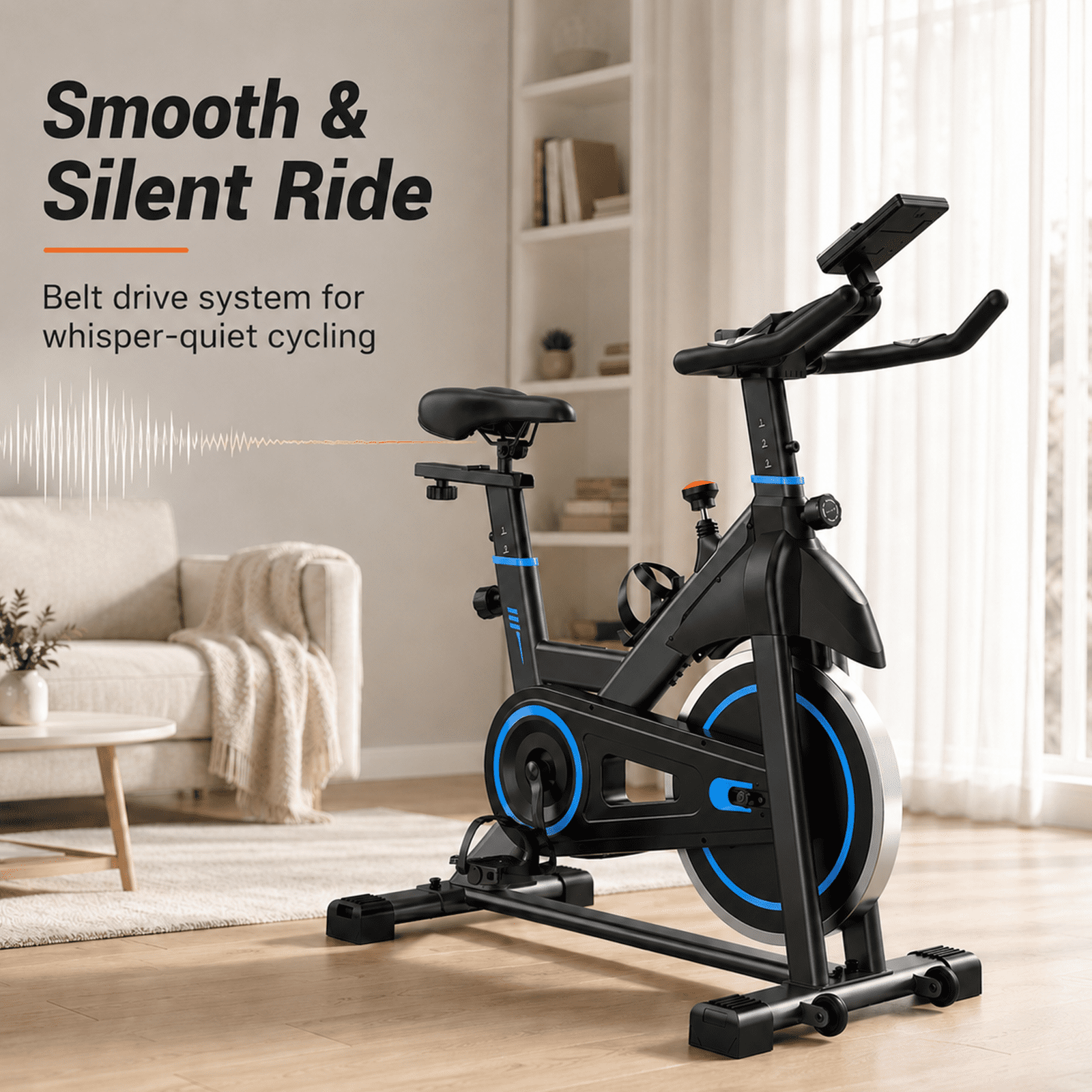 Alvantor Exercise Bike with a Liquid Crystal Display and an Infinite Resistance Adjustment Function, allowing for Adjustment of the Seat and Handlebars, Low Noise