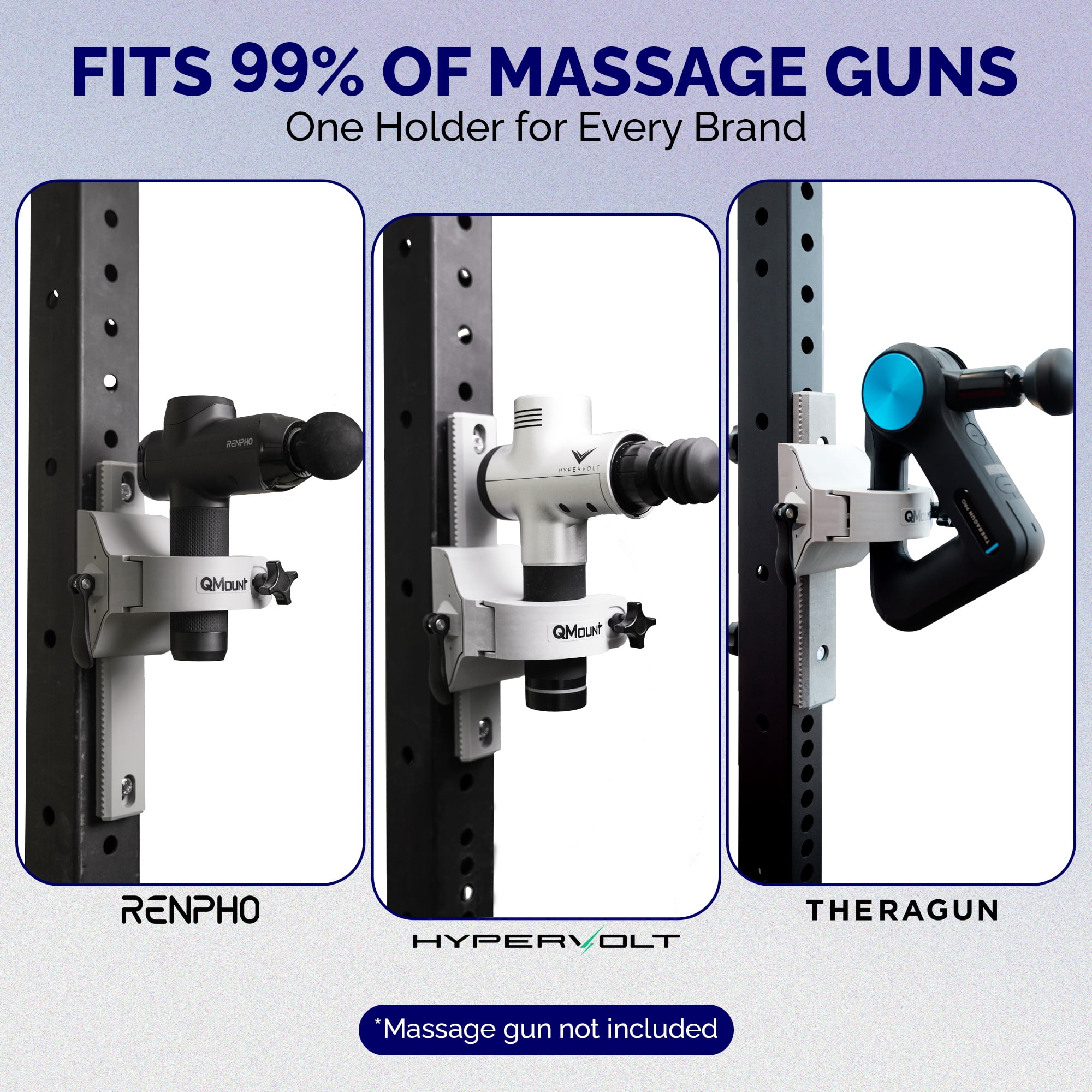 QMount Massage Gun Holder & Power Rack Mount with 12" rail