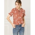 thumbnail image 3 of INSPIRE CHIC Top De Blusa Campesina De Manga Corta Con Volantes Y Cuello Con Lazo Floral Para Mujer Coral S, 3 of 6