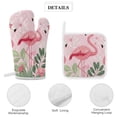 thumbnail image 4 of Flamingo Oven Mitts And Pot Holders Sets of 4 Oven Gloves Set Potholders for Kitchen Cooking Baking Grilling Anti Scald Hot Pads And Heat Resistant, 4 of 6