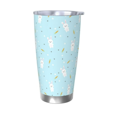 

Fuzoiu Cute Bunny Print 20oz Tumbler Stainless Steel Vacuum Insulated Car Cup Insulated Coffee Mug Travel Mug with Lid Thermal Cup for Outdoor-Without Straw