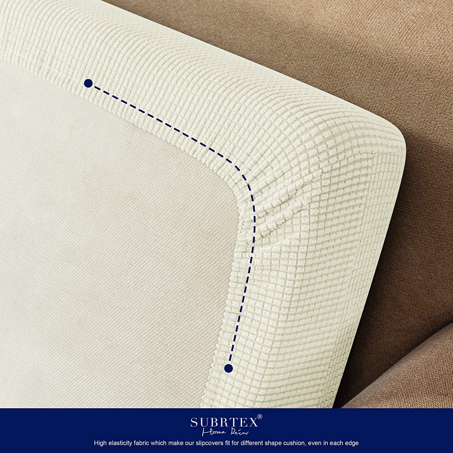 Stretch Sofa Seat Cushion Cover Couch Covers Furniture Protector (Loveseat, Ivory)