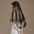 thumbnail image 3 of Kukuzhu Black Lace Veil Wedding Vintage Veil Halloween Tulle 2 Tiers Costume Cosplay with Iron Comb, 3 of 6
