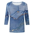 thumbnail image 4 of SMihono Hauts pour Femmes Été Chic Décontracté Mode pour Femmes Manches Courtes Rétro Col Rond Imprimé Hauts Amples Blouse Manches Trois Quarts T-shirt Oversize pour Femmes, 4 of 4