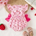 thumbnail image 4 of Rhoudy Girls Spring Bodysuit Crewneck Fly Sleeve Floral Embroider Romper Onesiess Red 6-12 Months, 4 of 7