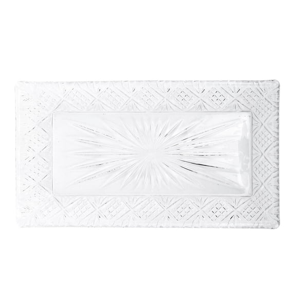BIMZUC Elegant Glass Serving Tray – Rectangular 13.78”x7.87”, Ample Capacity, Stable Design for Buffets, Dining & Parties
