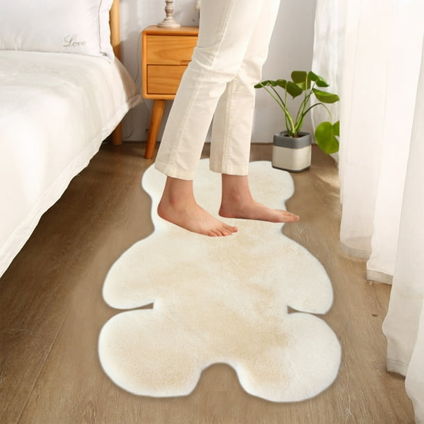 Xihbxyly Alfombra de Lana Sintética, Supersuave y de Pelo Largo, Antideslizante, Moderna, para Dormitorio, Sala de Estar, Guardería, Fácil de Limpiar, 80 X 60 Cm.