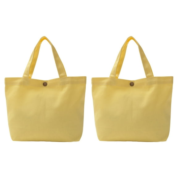 Uxcell Canvas Tote Bag with Handle Reusable Handbag Shopping Bags Yellow 2 Pack