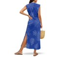 thumbnail image 4 of KUIFORTI Couple Matching Outfits Matching Vacation Outfits for Couples Blue Tropical Leaf Spring Boho Maxi Dress with Pockets Soft and Comfortable Lightweight with Soft Fabric, 4 of 7