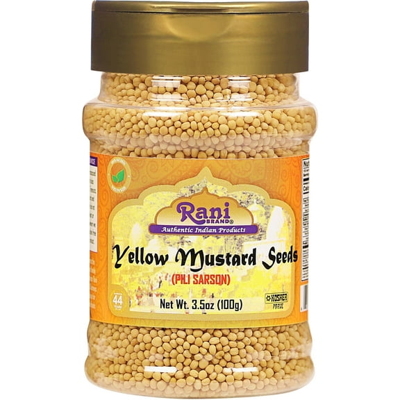 Rani Yellow Mustard Seeds Whole Spice 3.5oz (100g) Jar ~ Ideal for Pickling, Dressing and Making Ground Mustard for Cooking, All Natural | Vegan | Gluten Friendly | NON-GMO | Kosher | Indian Origin