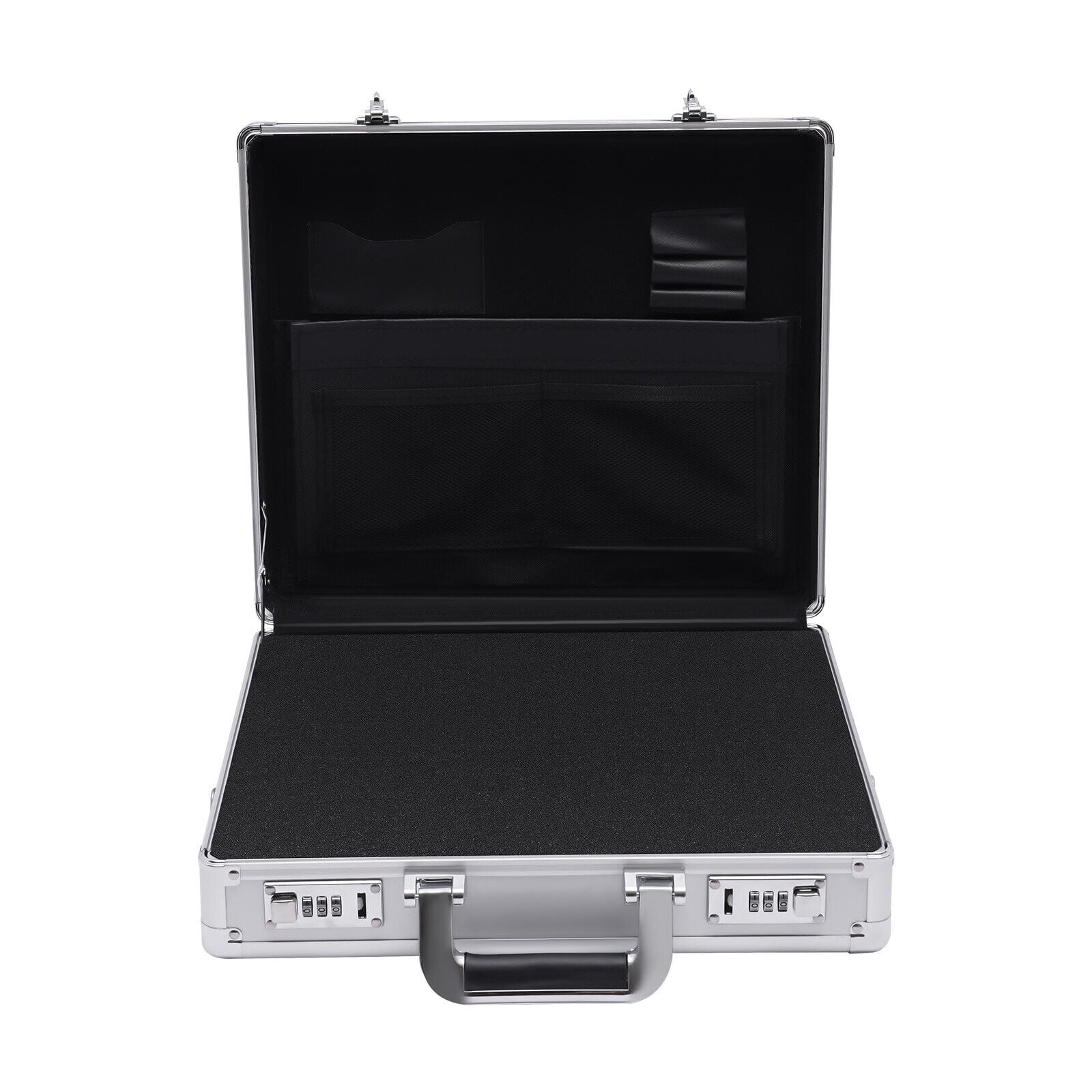 Silver Aluminum Flight Case Hard Men Locking Briefcase Safety Toolbox Office
