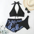 thumbnail image 2 of Women's Bathing Suit 3-Piece Bikini Sets Thong Bikini Sets Cross Sling High Waist Short Swimsuits Sets for Women, 2 of 7