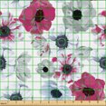 thumbnail image 2 of Ambesonne Romantic Vibes Fabric by the Yard Upholstery, Spring Floral Art, 3 Yards, Magenta Pale Ceil Blue, 2 of 5
