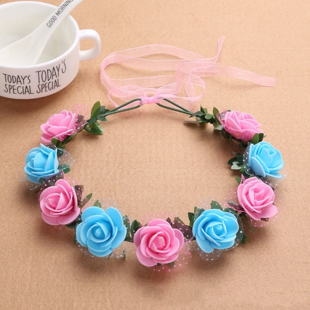 Nvzi Diademas de flores para mujer, corona de flores para novia, suministros para fiestas de bodas, guirnaldas florales, corona para el cabello, diademas florales, A16