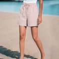 thumbnail image 2 of Awwp Women Solid High Waist Cotton and Linen Shorts Pants Casual Beach Shorts Women's Casual Loose Wide Leg Short Beige L, 2 of 6