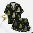 thumbnail image 6 of FUNDUFI Ladies Christmas Christmas Tree Printed Silk Satin Short Sleeve Button Pajama Set Sleepwear Pyjamas Women Cozy Nightwear, 6 of 6