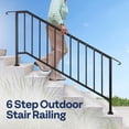 thumbnail image 4 of SPECSTAR 2-Pack Galvanized Steel Hand Rails for Outdoor Steps – 67.6" Curved Ends and Safety Balusters Exterior Railing Kit for Porch, Deck, or Indoor Stairs (6-Step, Black), 4 of 8