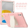 thumbnail image 2 of Elehold Hybrid  Heavy Duty Rugged  Case Compatible with iPad 10th Gen 10.9" (2022),Hard PC+Soft TPU with Built-in Hidden Kickstand Shockproof Double Protection Case Cover,Cherryblossomspink, 2 of 9