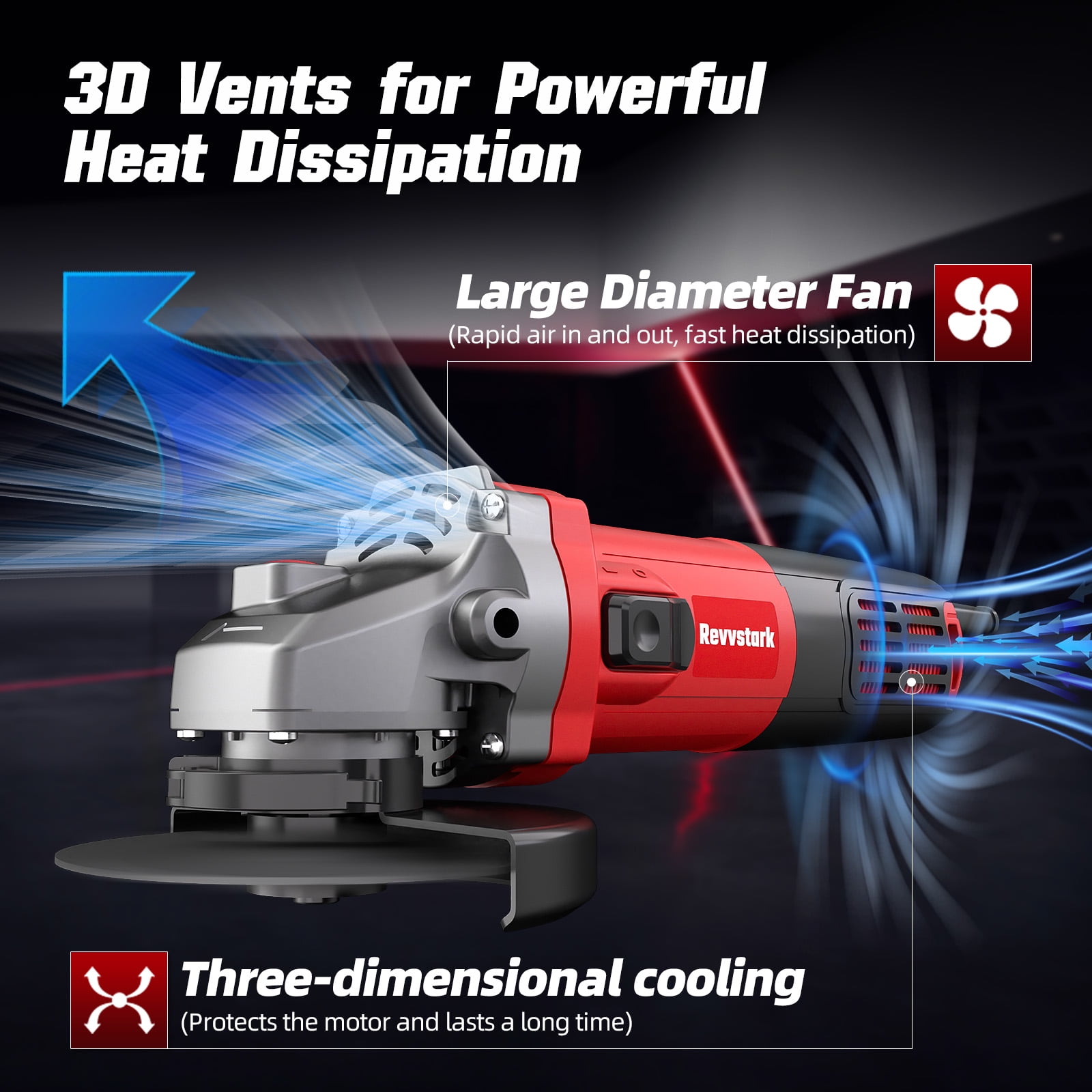 Angle Grinder, 7.5-Amp 4-1/2 inch Electric Grinder Power Tools 12000RPM with Safety Guards, 6-Piece Discs (3 Cutting/2 Metal Grinding/1 Flap Discs) for Cutting, Grinding, Polishing