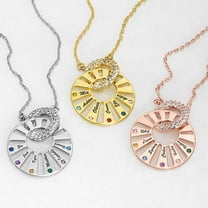Personalized Planet Women's Sterling Silver Pave Interlocking Circles with Names and Birthstones Necklace