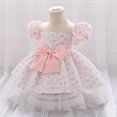 thumbnail image 4 of Bearichfupo Infant Girls Birthday Dress Baby Puffy Sleeve Print Bowknot Princess Party Dress, Sizes 0-6 Months, 4 of 5